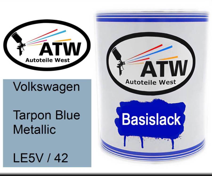 Volkswagen, Tarpon Blue Metallic, LE5V / 42: 1L Lackdose, von ATW Autoteile West.